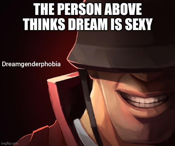 A | THE PERSON ABOVE THINKS DREAM IS SEXY | image tagged in dreamgenderphobia | made w/ Imgflip meme maker
