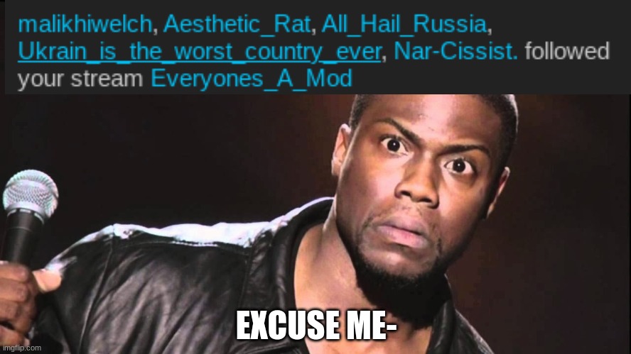(｢•-•)｢ ʷʱʸ? | EXCUSE ME- | image tagged in wait what,ukrainian lives matter,oh wow are you actually reading these tags | made w/ Imgflip meme maker