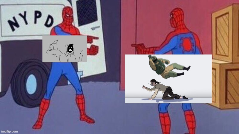 I see no difference here, officer! | image tagged in spiderman pointing at spiderman,dream,dream smp,rainbow six - fuze the hostage | made w/ Imgflip meme maker