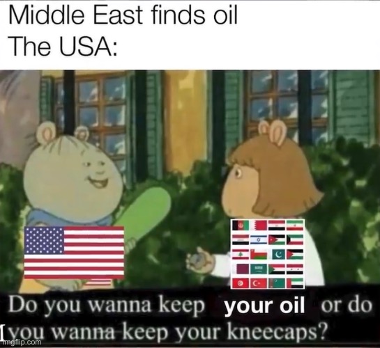 wanna keep your oil or keep your kneecaps | image tagged in afghanistan,in a nutshell | made w/ Imgflip meme maker