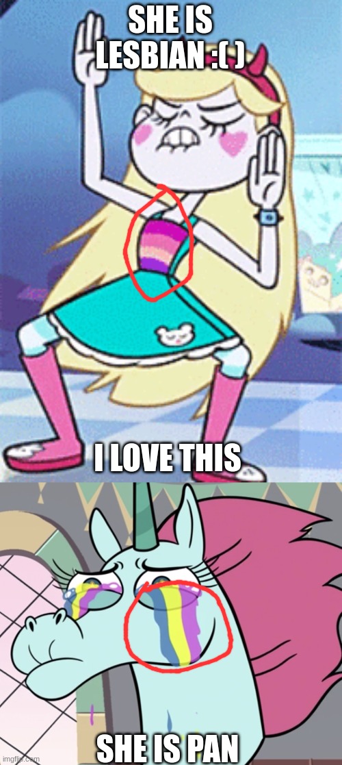 SHE IS LESBIAN :( ); I LOVE THIS; SHE IS PAN | made w/ Imgflip meme maker