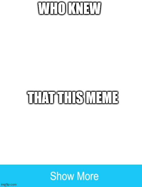 Blank White Template | WHO KNEW; THAT THIS MEME | image tagged in blank white template | made w/ Imgflip meme maker