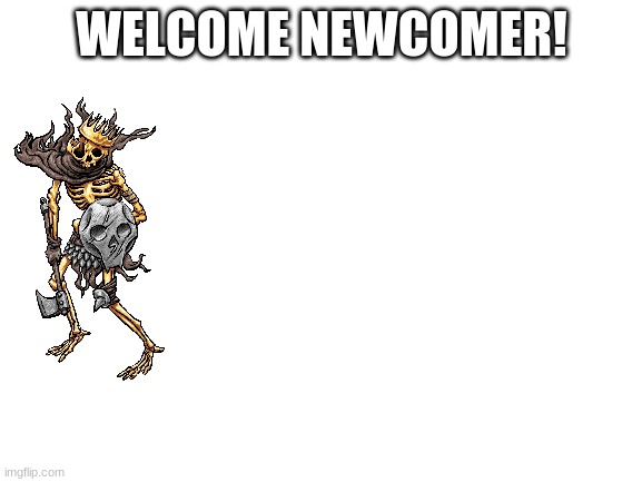 Blank White Template | WELCOME NEWCOMER! | image tagged in blank white template | made w/ Imgflip meme maker