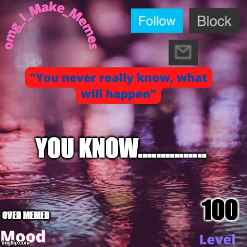 My second temp | YOU KNOW............... 100; OVER MEMED | image tagged in my second temp | made w/ Imgflip meme maker