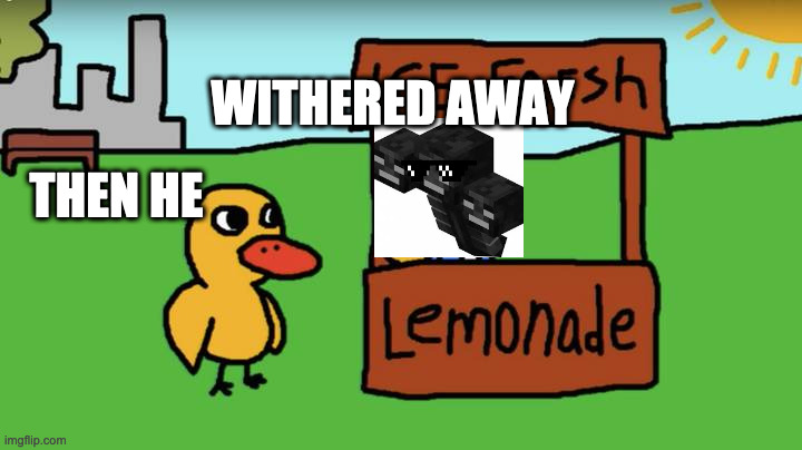 When the Duck spawns the Wither | WITHERED AWAY; THEN HE | made w/ Imgflip meme maker