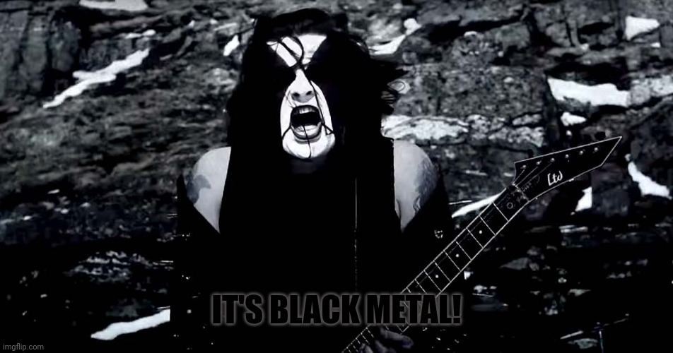 Black Metal | IT'S BLACK METAL! | image tagged in black metal | made w/ Imgflip meme maker