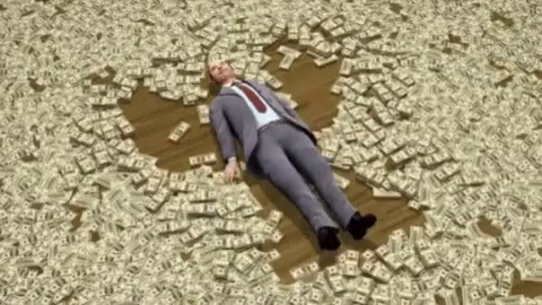 High Quality Man swimming in money Blank Meme Template