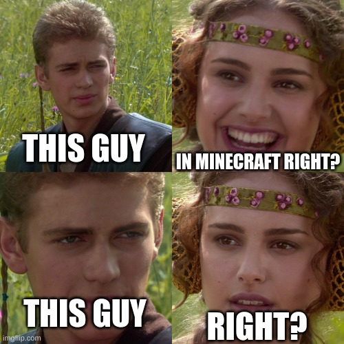 Anakin Padme 4 Panel | IN MINECRAFT RIGHT? RIGHT? THIS GUY THIS GUY | image tagged in anakin padme 4 panel | made w/ Imgflip meme maker