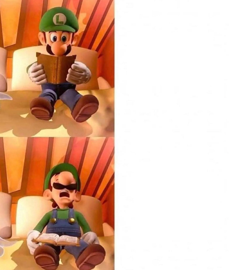 High Quality Luigi Reading Blank Meme Template