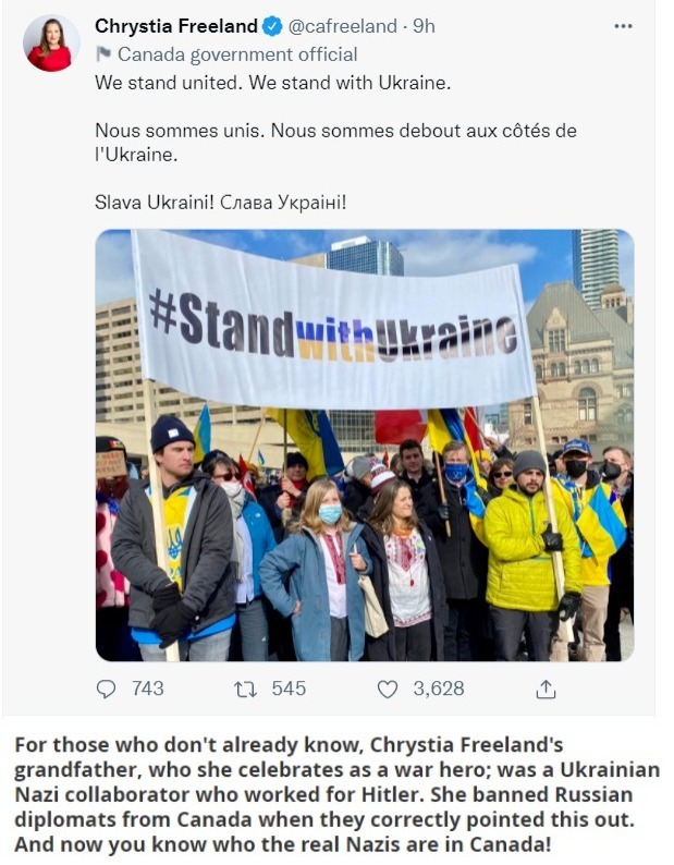 And now you know who the real Nazis are in Canada! | image tagged in chrystia freeland,government official canada,nazi,nazi collaborator,government corruption,blackfaced hitler | made w/ Imgflip meme maker