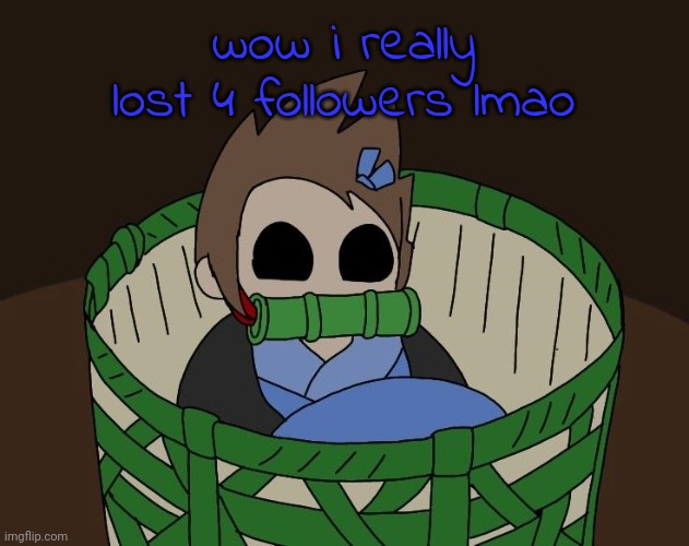 sorry for posting nezutom ig? | wow i really lost 4 followers lmao | image tagged in basket tom | made w/ Imgflip meme maker