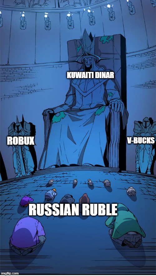 worship the lord | KUWAITI DINAR; V-BUCKS; ROBUX; RUSSIAN RUBLE | image tagged in worship the lord | made w/ Imgflip meme maker