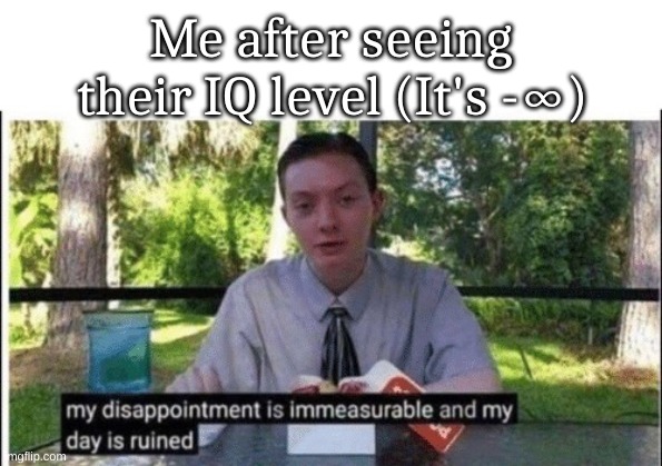 My dissapointment is immeasurable and my day is ruined | Me after seeing their IQ level (It's -∞) | image tagged in my dissapointment is immeasurable and my day is ruined | made w/ Imgflip meme maker