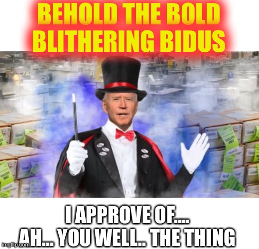 The Triple B | BEHOLD THE BOLD BLITHERING BIDUS; I APPROVE OF.... AH... YOU WELL.. THE THING | image tagged in bidus the blithering | made w/ Imgflip meme maker