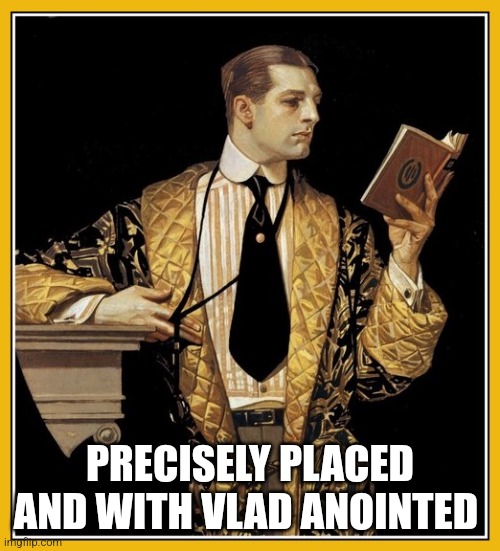 Poetry dude | PRECISELY PLACED AND WITH VLAD ANOINTED | image tagged in poetry dude | made w/ Imgflip meme maker