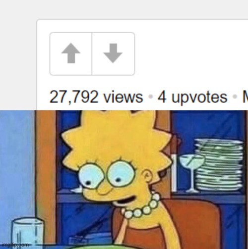 *extra appealing, awesome title here* | image tagged in what did you do now,lisa simpson dinner | made w/ Imgflip meme maker