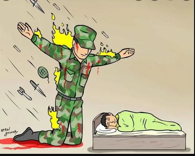 soldier defending Blank Meme Template