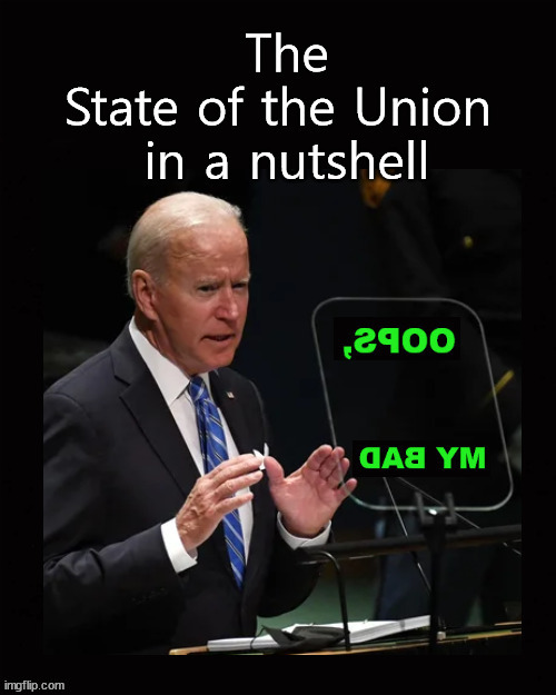 the State of The Union, in a nutshell | image tagged in state of the union,biden | made w/ Imgflip meme maker
