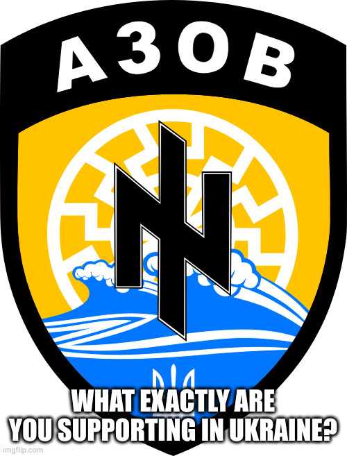 WHAT EXACTLY ARE YOU SUPPORTING IN UKRAINE? | image tagged in ukraine,azov battalion | made w/ Imgflip meme maker