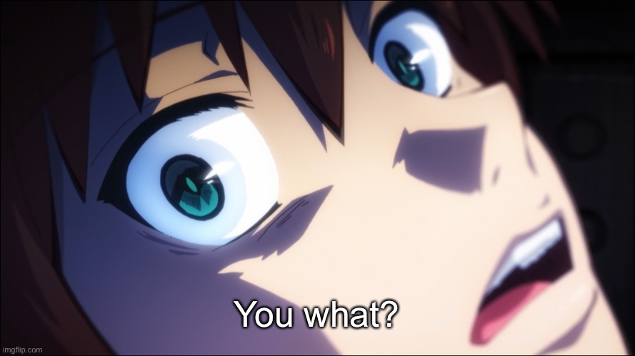 Kazuma stare | You what? | image tagged in kazuma stare | made w/ Imgflip meme maker