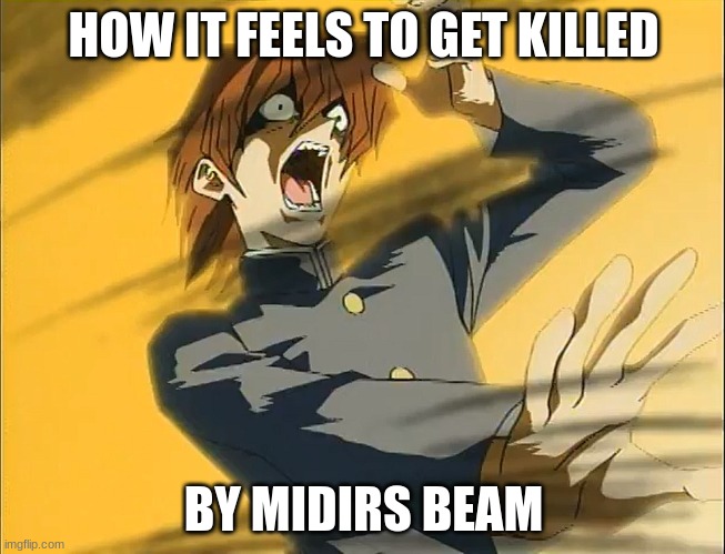 Kaiba Loses To Exodia | HOW IT FEELS TO GET KILLED; BY MIDIRS BEAM | image tagged in kaiba loses to exodia,memes,gaming,dark souls | made w/ Imgflip meme maker