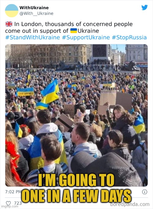 London Protesters | I’M GOING TO ONE IN A FEW DAYS | image tagged in russia vs ukraine,london,protests,politics | made w/ Imgflip meme maker