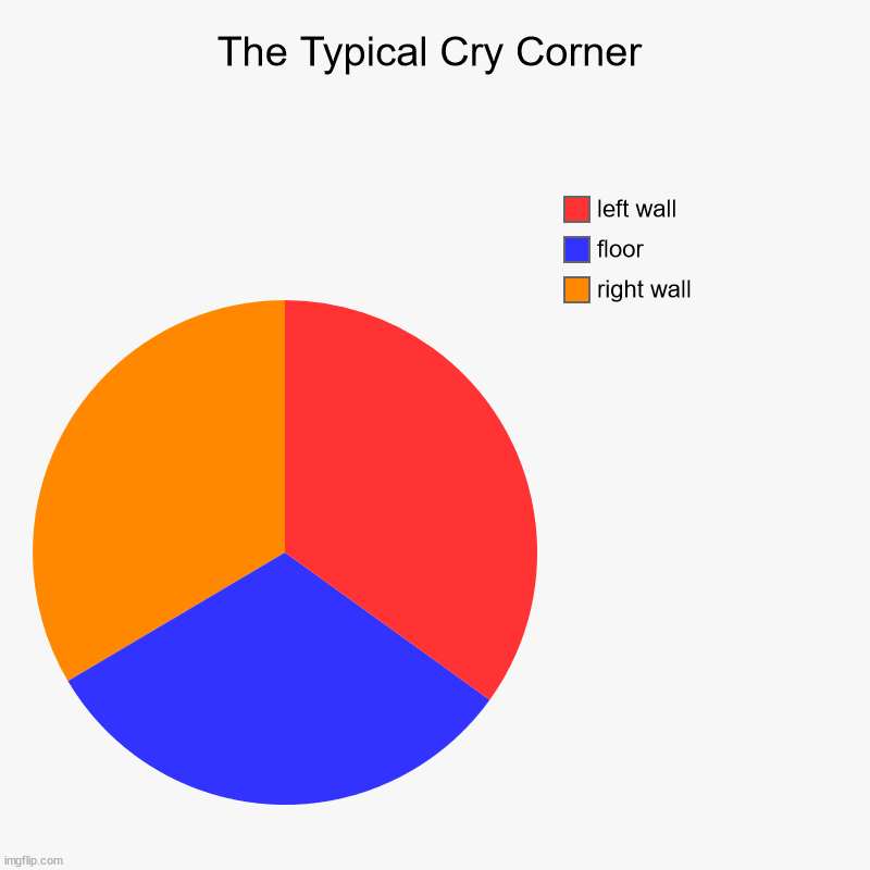 haha yes | The Typical Cry Corner | right wall, floor, left wall | image tagged in charts,pie charts | made w/ Imgflip chart maker