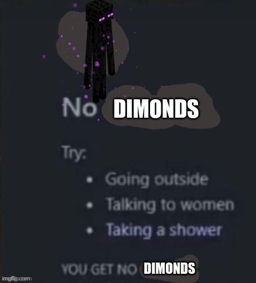 DIMONDS; DIMONDS | image tagged in no bitches,enderman | made w/ Imgflip meme maker