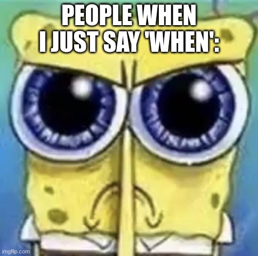 we live in a society | PEOPLE WHEN I JUST SAY 'WHEN': | made w/ Imgflip meme maker