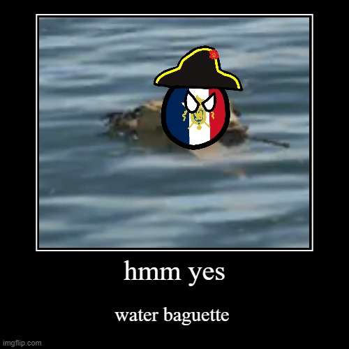 hmm yes | water baguette | image tagged in funny,demotivationals | made w/ Imgflip demotivational maker