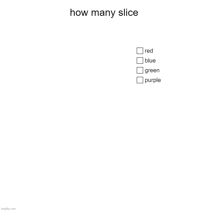 good luck | how many slice | purple, green, blue, red | image tagged in charts,pie charts | made w/ Imgflip chart maker