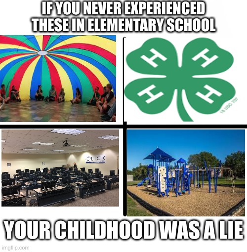 Nostalgia | IF YOU NEVER EXPERIENCED THESE IN ELEMENTARY SCHOOL; YOUR CHILDHOOD WAS A LIE | image tagged in memes,blank starter pack | made w/ Imgflip meme maker