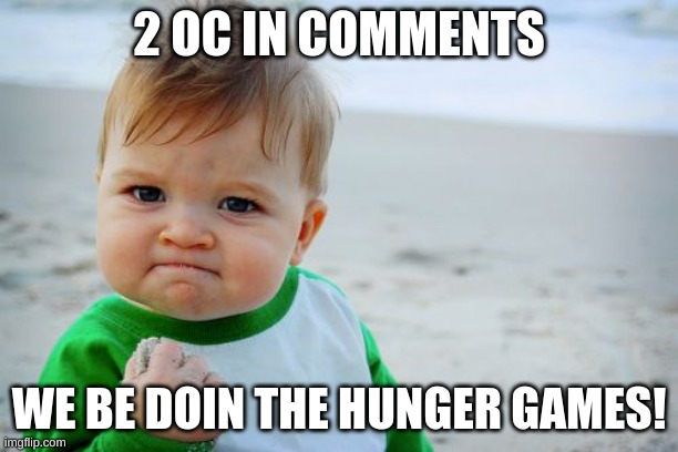 dew it | 2 OC IN COMMENTS; WE BE DOIN THE HUNGER GAMES! | image tagged in memes,success kid original | made w/ Imgflip meme maker