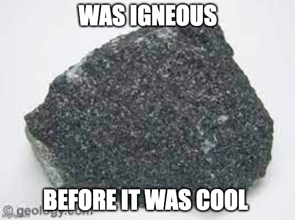 WAS IGNEOUS; BEFORE IT WAS COOL | image tagged in memes | made w/ Imgflip meme maker