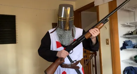 Crusader holding rifle Blank Meme Template