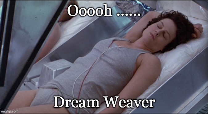Dream Weaver | Ooooh ...... Dream Weaver | image tagged in sigourney weaver sleeping,alien,aliens,memes | made w/ Imgflip meme maker