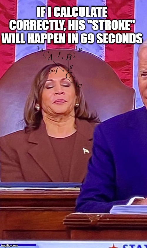 Kamala Harris Plots | IF I CALCULATE CORRECTLY, HIS "STROKE" WILL HAPPEN IN 69 SECONDS | made w/ Imgflip meme maker