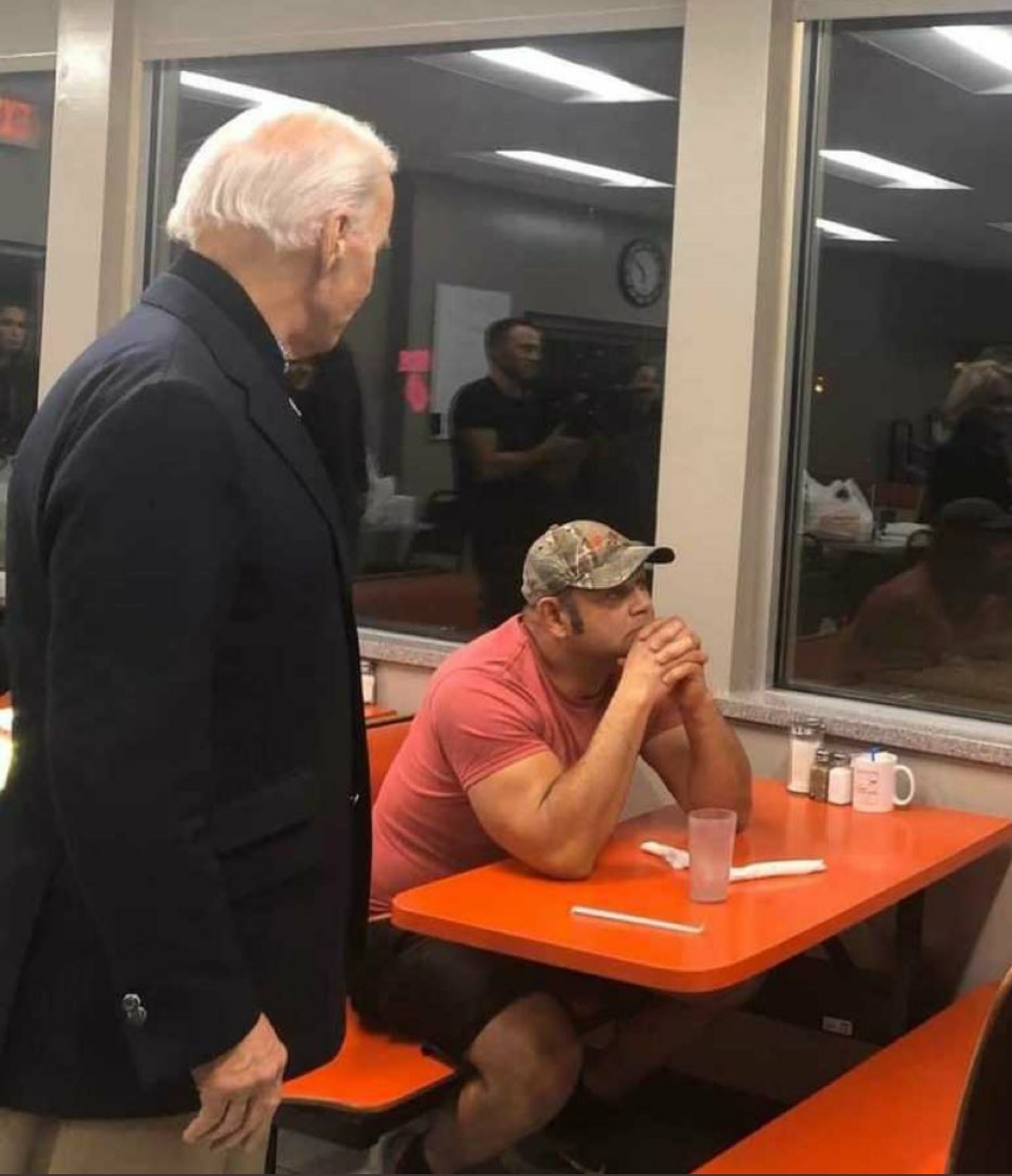 High Quality Diner guy ignoring Biden Blank Meme Template