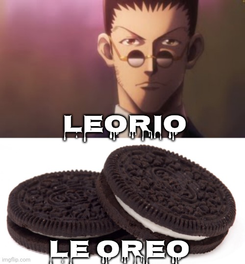 Image tagged in leorio sigma stare,oreos,hunter x hunter,gon