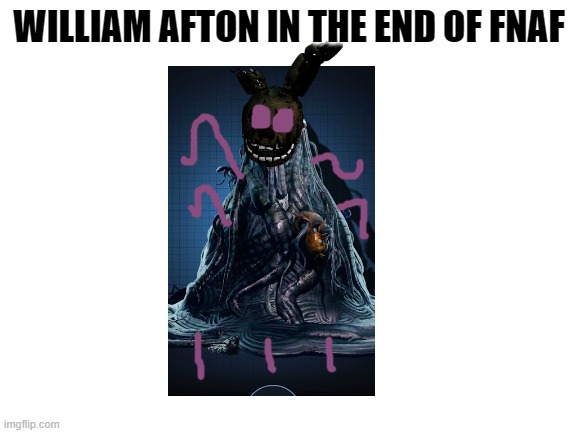 I don't think there is an end to FNAF | WILLIAM AFTON IN THE END OF FNAF | image tagged in blank white template | made w/ Imgflip meme maker