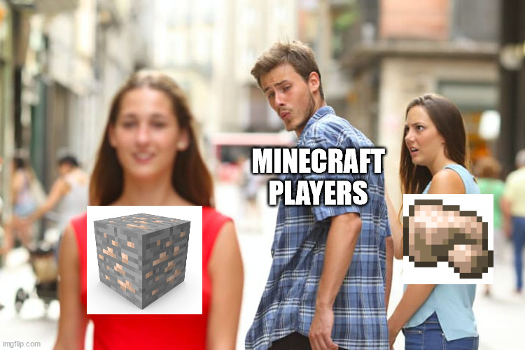 Distracted Boyfriend Meme | MINECRAFT PLAYERS | image tagged in memes,distracted boyfriend | made w/ Imgflip meme maker