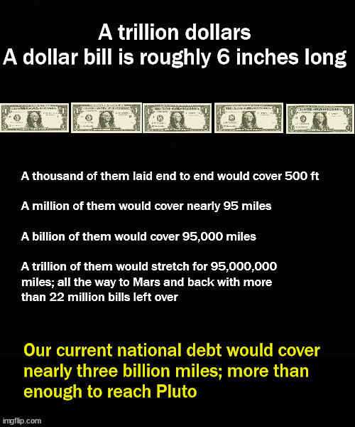 A trillion one dollar bills | image tagged in national debt | made w/ Imgflip meme maker