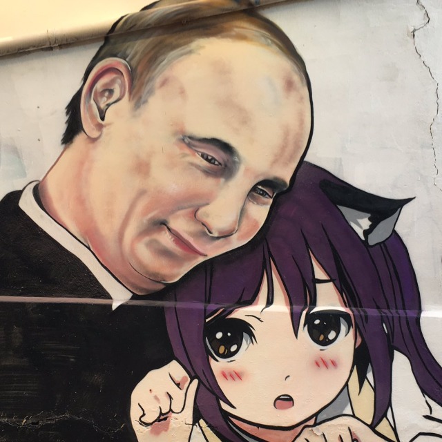 Putin hugging cat girl Blank Meme Template