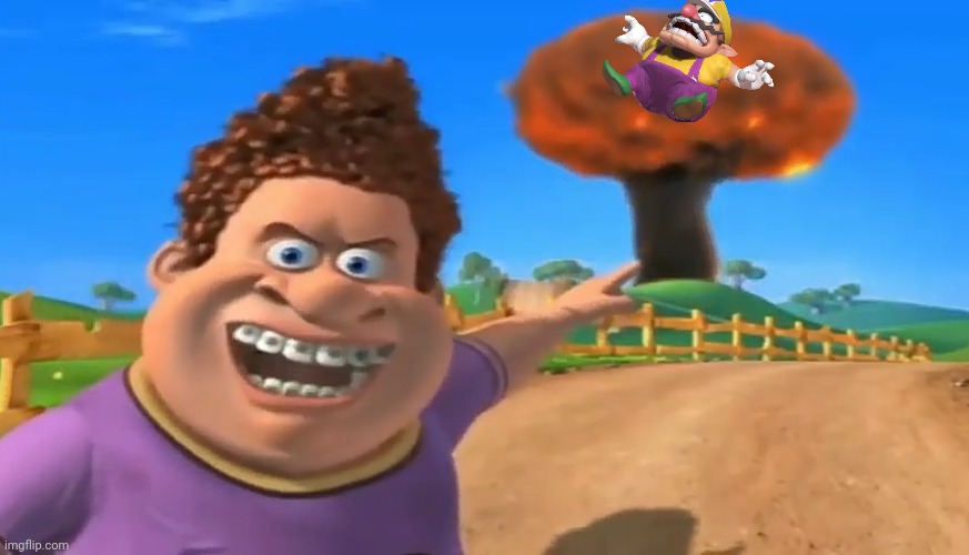 Wario ate too many rotton garlics and dies by taking an explosive dump while Snotty Boy was watching | image tagged in wario dies,wario,back at the barnyard,barnyard,snotty boy,explosion | made w/ Imgflip meme maker