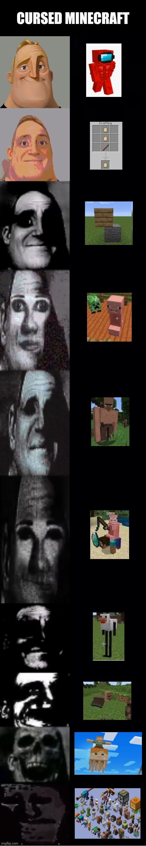 Cursed Minecraft | CURSED MINECRAFT | image tagged in mr incredible becoming uncanny | made w/ Imgflip meme maker