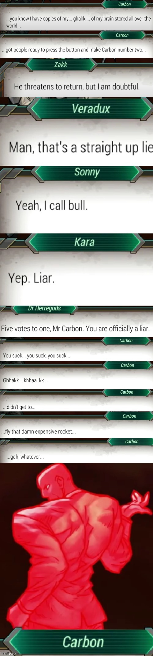 how sonny characters die: they turn red, shake and disappear | made w/ Imgflip meme maker