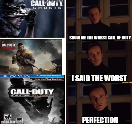 on god | SHOW ME THE WORST CALL OF DUTY; I SAID THE WORST; PERFECTION | image tagged in perfection,call of duty | made w/ Imgflip meme maker