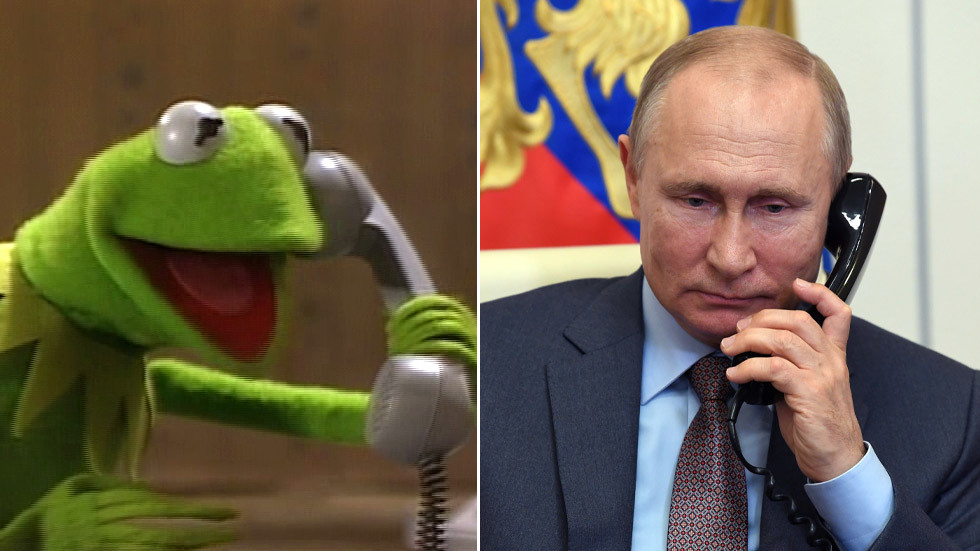 High Quality Kermit calls Putin Blank Meme Template