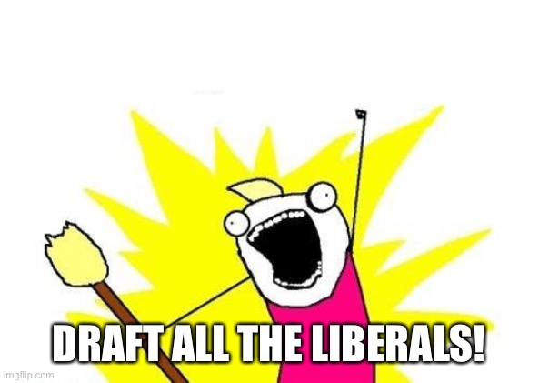 Then invade Ukraine | DRAFT ALL THE LIBERALS! | image tagged in x all the y,ukraine,politics,funny memes,liberal hypocrisy | made w/ Imgflip meme maker