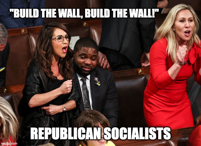 Congress is infested with socialists | "BUILD THE WALL, BUILD THE WALL!"; REPUBLICAN SOCIALISTS | image tagged in socialists | made w/ Imgflip meme maker